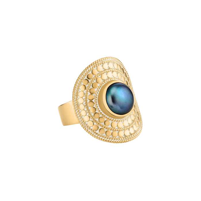 ANNA BECK BLUE PEARL SADDLE RING