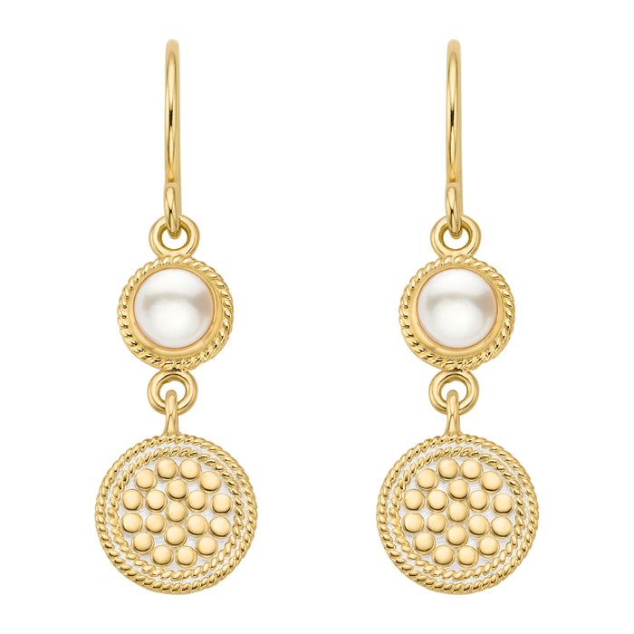 ANNA BECK WHITE PEARL DISC DROP EARRINGS