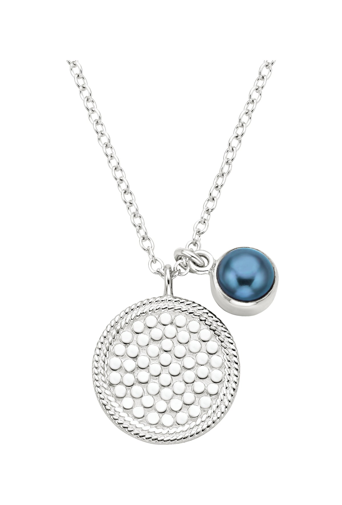 ANNA BECK BLUE PEARL DUAL DISC NECKLACE