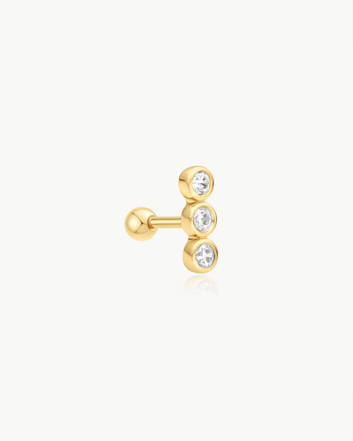 ANIA HAIE TRIPLE STONE BEZEL BARBELL EARRING