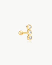 ANIA HAIE TRIPLE STONE BEZEL BARBELL EARRING