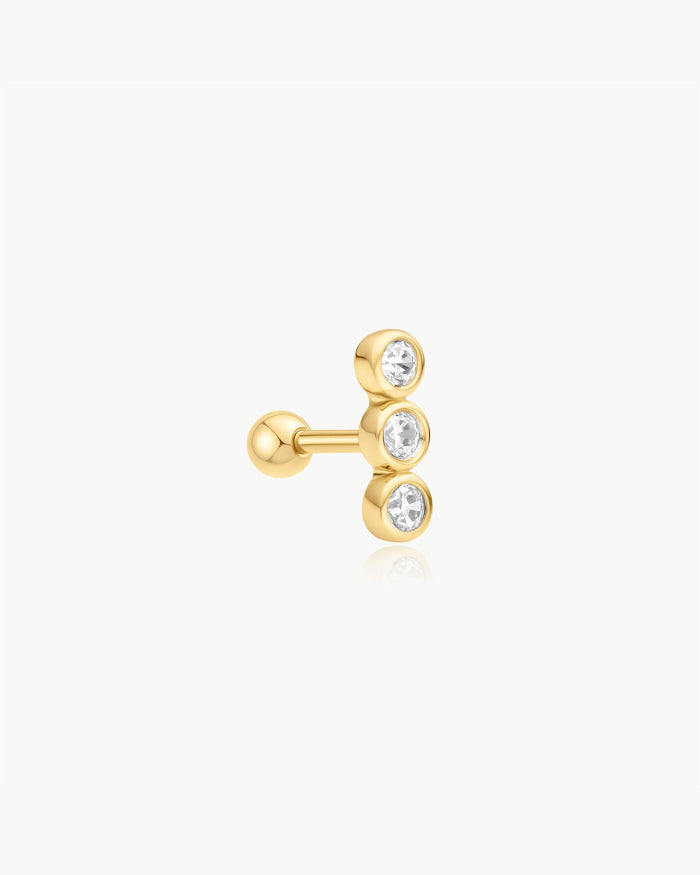 ANIA HAIE TRIPLE STONE BEZEL BARBELL EARRING