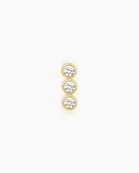 ANIA HAIE TRIPLE STONE BEZEL BARBELL EARRING