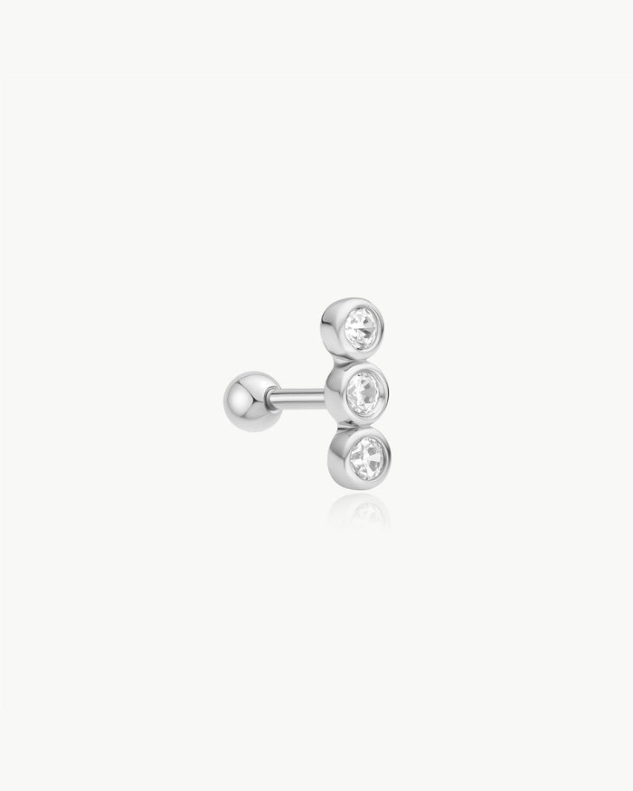 ANIA HAIE TRIPLE STONE BEZEL BARBELL EARRING