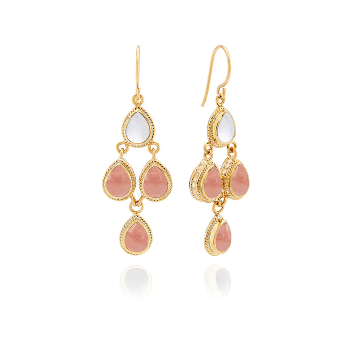 ANNA BECK ANTIGUA PINK OPAL CHANDELIER EARRINGS