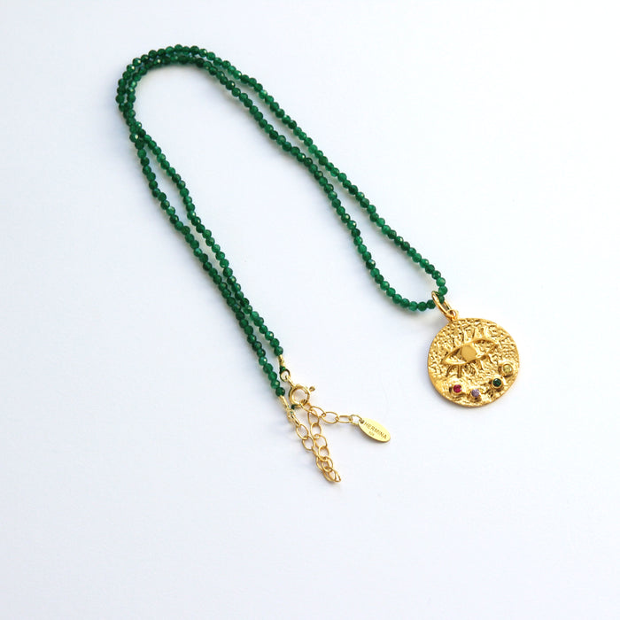 HERMINA ATHENS EMERALD CRYSTAL NECKLACE WITH KRESSIDA SMALL CHARM