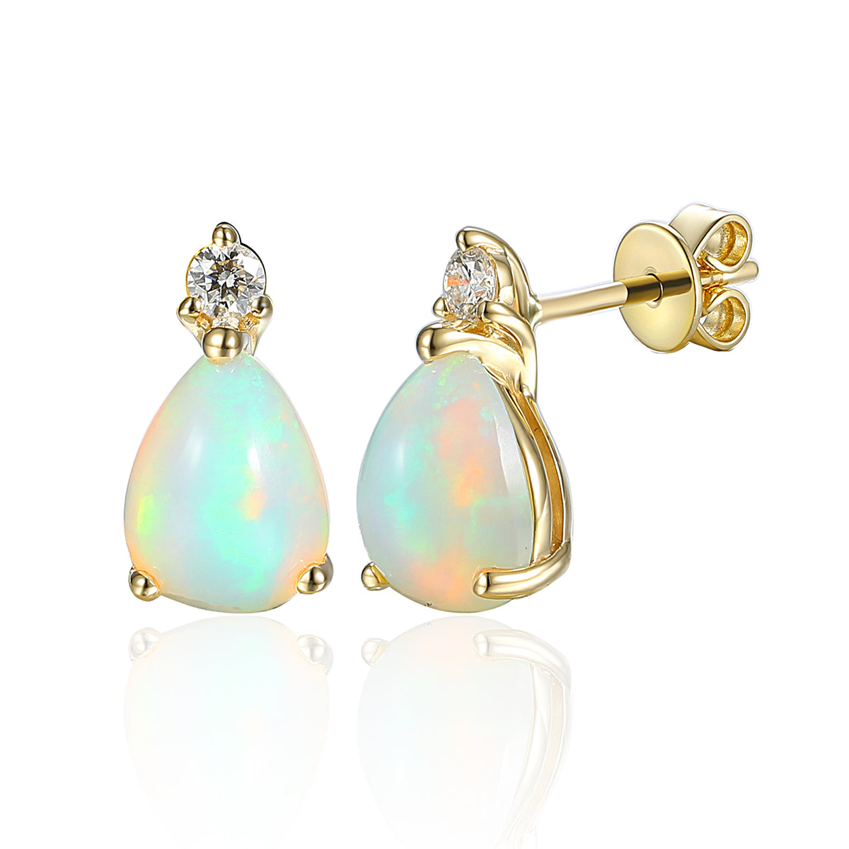 LAST NIGHT I DREAMT KITTY PEAR OPAL AND DIAMOND EARRINGS