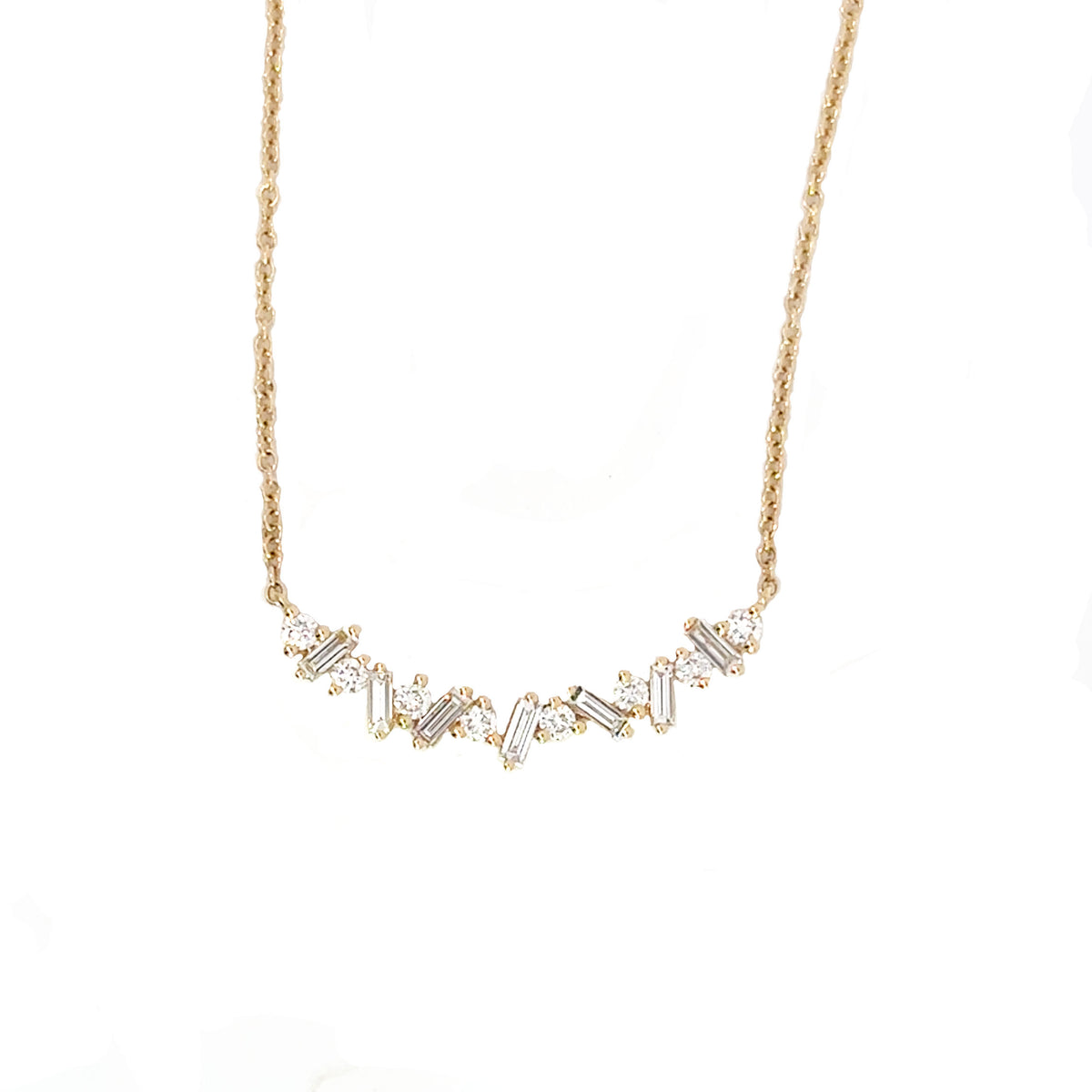 LAST NIGHT I DREAMT CHARLOTTE ROUND AND BAGUETTE DIAMOND NECKLACE