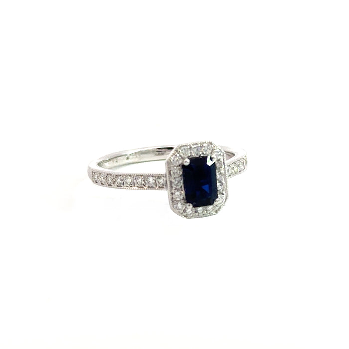LAST NIGHT I DREAMT HELENA OCTAGONAL SAPPHIRE AND DIAMOND CLUSTER RING