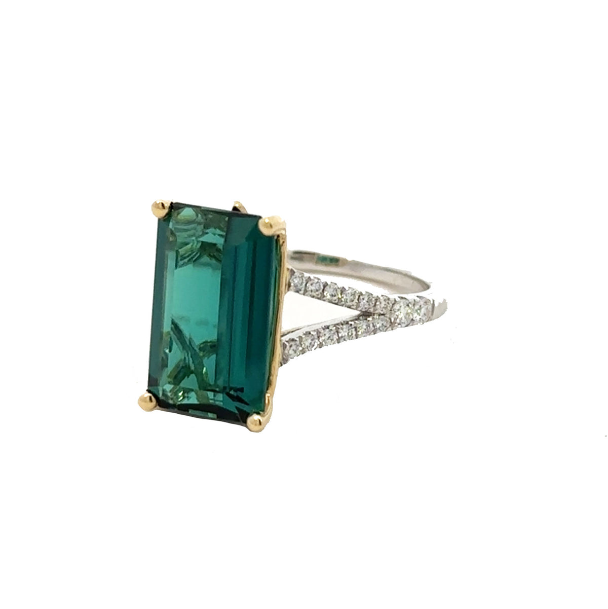 LAST NIGHT I DREAMT DARCEY OCTAGON GREEN TOURMALINE AND DIAMOND RING