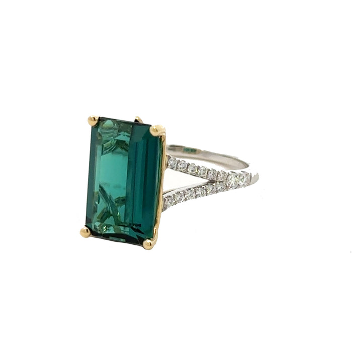 LAST NIGHT I DREAMT DARCEY OCTAGON GREEN TOURMALINE AND DIAMOND RING