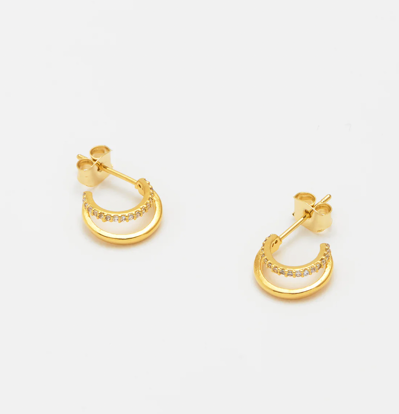 ESTELLA BARTLETT PAVE CURL HOOPS EARRINGS