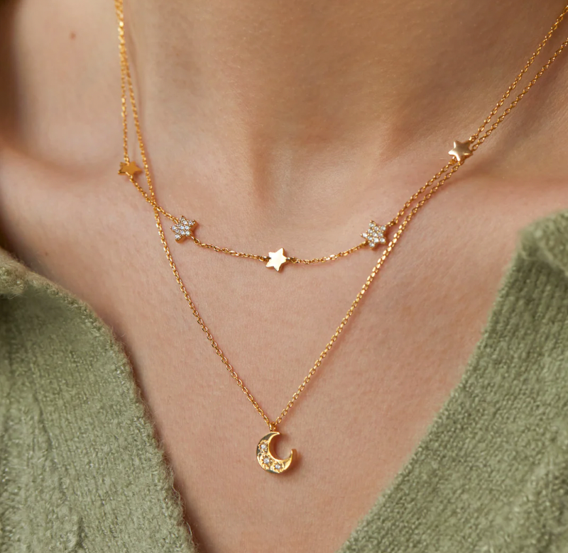 ESTELLA BARTLETT CZ MOON PENDANT NECKLACE