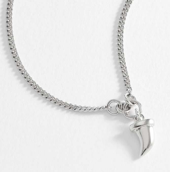 ESTELLA BARTLETT RHODIUM PLATED TOOTH PENDANT NECKLACE
