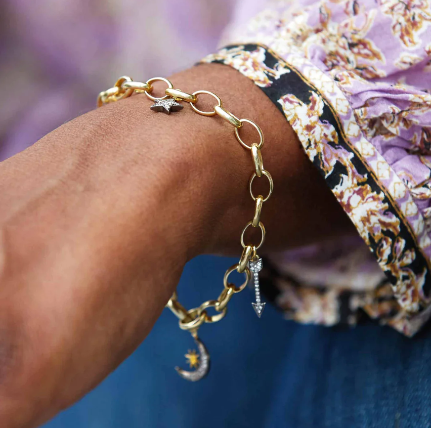 KIRSTIE LE MARQUE DIAMOND MOON & STARS BRACELET