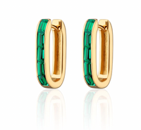 SCREAM PRETTY OVAL BAGUETTE HOOP EARRINGS WITH GREEN STONES