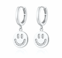SCREAM PRETTY SMILEY FACE CHARM HOOP EARRINGSQ