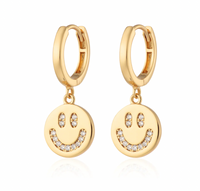 SCREAM PRETTY SMILEY FACE CHARM HOOP EARRINGSQ