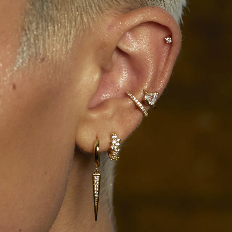 ★MIDNIGHT MOMENT.★ triple hoop bumpy earring MIDNIGHT MOMENT. | bumpy thin chain necklace / bumpy earcuff