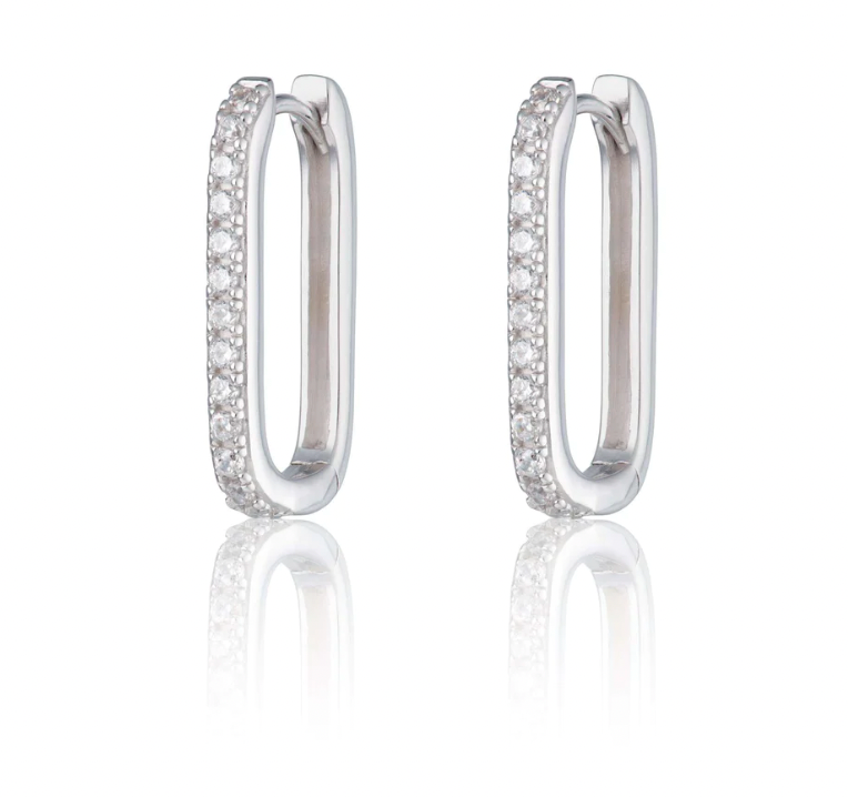 SCREAM PRETTY OVAL HOOPS WITH CLEAR STONES