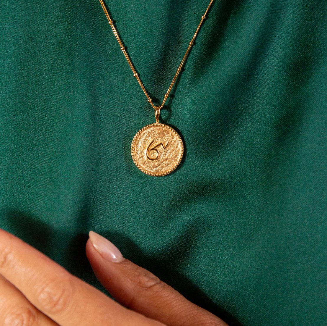 CLAIRE HILL DESIGNS "BRAVE" SHORTHAND COIN NECKLACE
