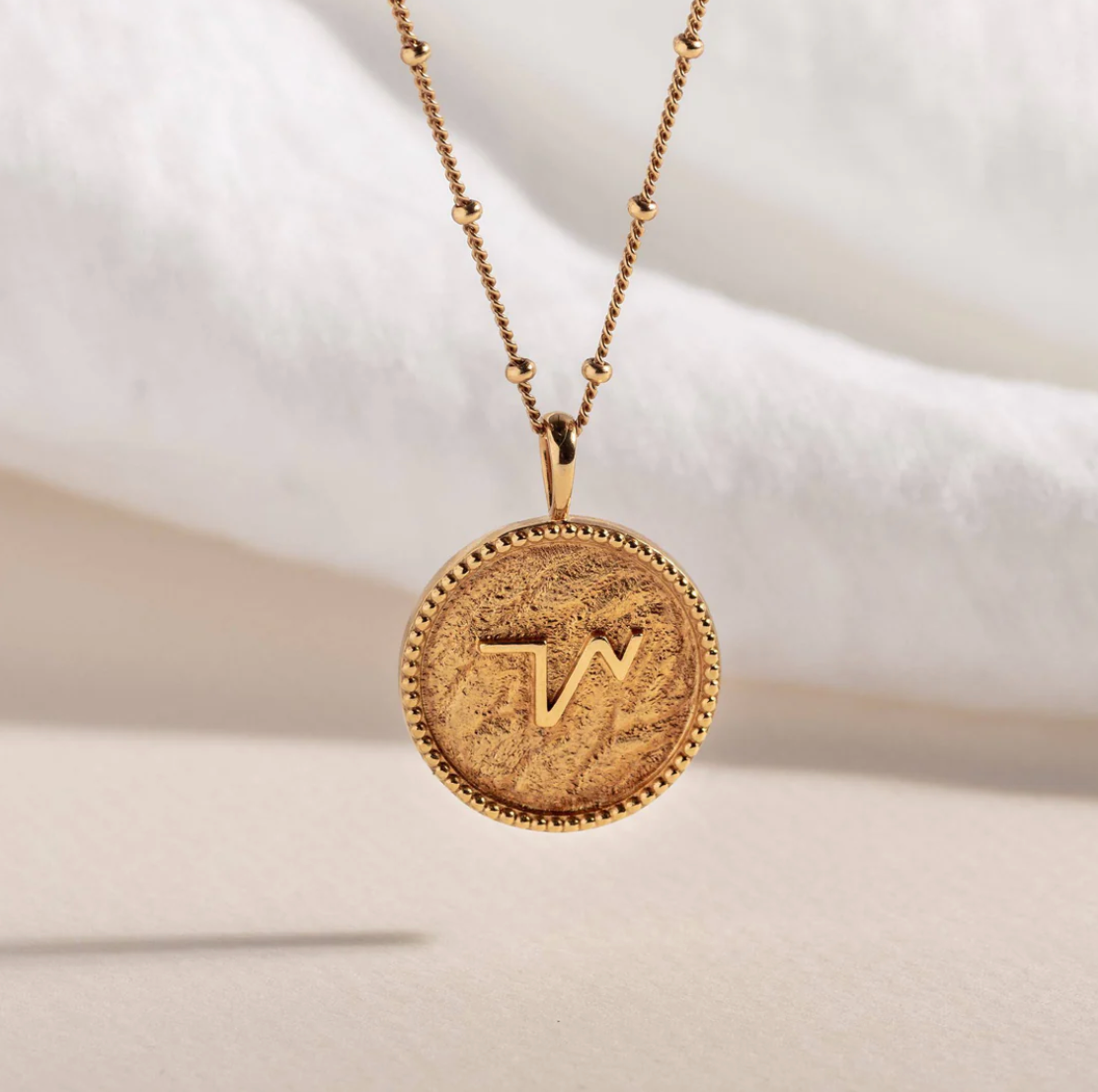 CLAIRE HILL DESIGNS "THRIVE" SHORTHAND COIN NECKLACE