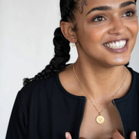 CLAIRE HILL DESIGNS "THRIVE" SHORTHAND COIN NECKLACE