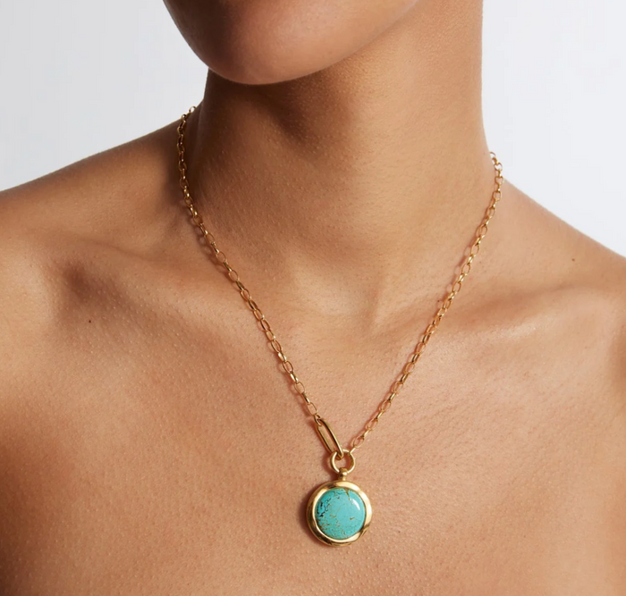 ANNA BECK LARGE WAVY TURQUOISE PENDANT NECKLACE