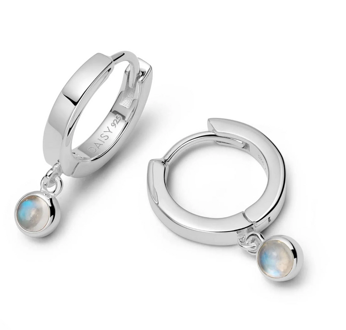 DAISY LONDON RAINBOW MOONSTONE HEALING HUGGIE EARRINGS