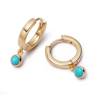 DAISY LONDON BLUE MOHAVE TURQUOISE HEALING HUGGIE HOOP EARRINGS