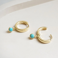 DAISY LONDON BLUE MOHAVE TURQUOISE HEALING HUGGIE HOOP EARRINGS
