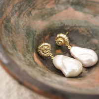 DAISY LONDON SHELL BAROQUE PEARL DROP EARRINGS