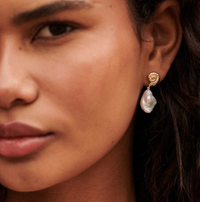 DAISY LONDON SHELL BAROQUE PEARL DROP EARRINGS