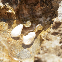 DAISY LONDON SHELL BAROQUE PEARL DROP EARRINGS