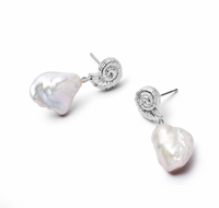 DAISY LONDON SHELL BAROQUE PEARL DROP EARRINGS