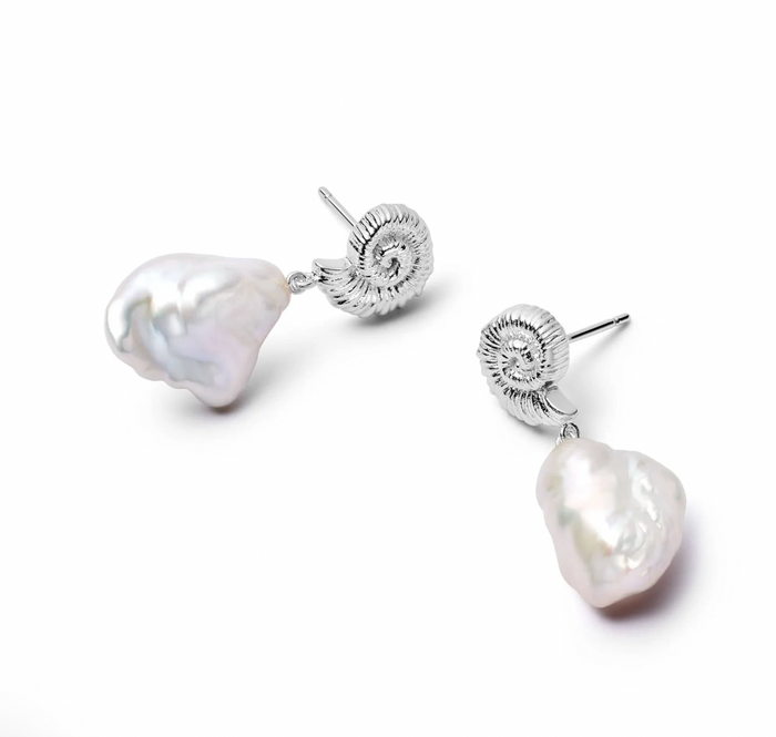 DAISY LONDON SHELL BAROQUE PEARL DROP EARRINGS