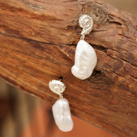 DAISY LONDON SHELL BAROQUE PEARL DROP EARRINGS