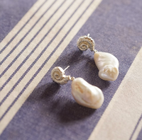 DAISY LONDON SHELL BAROQUE PEARL DROP EARRINGS