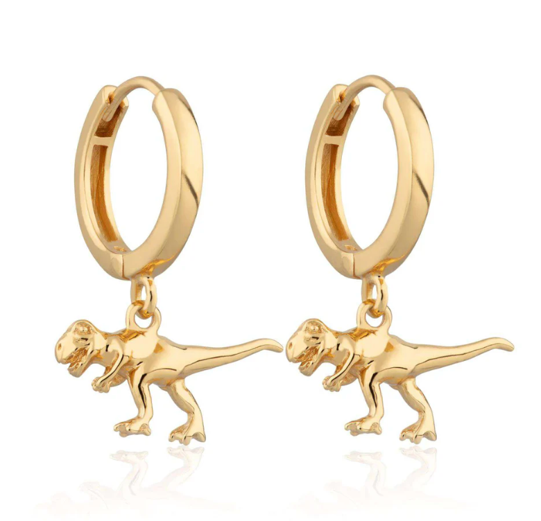 SCREAM PRETTY T-REX CHARM HOOP EARRINGS