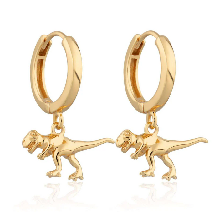 SCREAM PRETTY T-REX CHARM HOOP EARRINGS