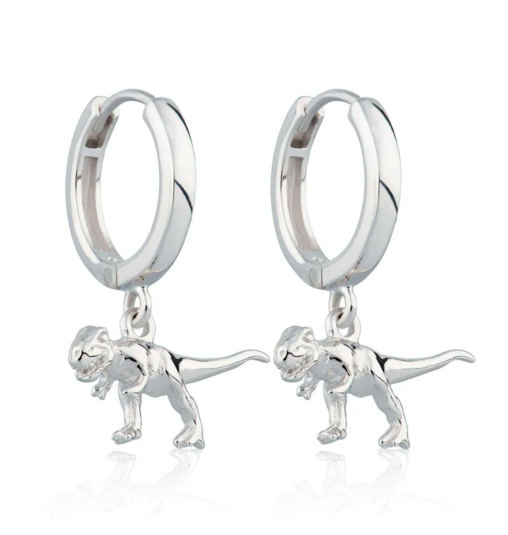 SCREAM PRETTY T-REX CHARM HOOP EARRINGS