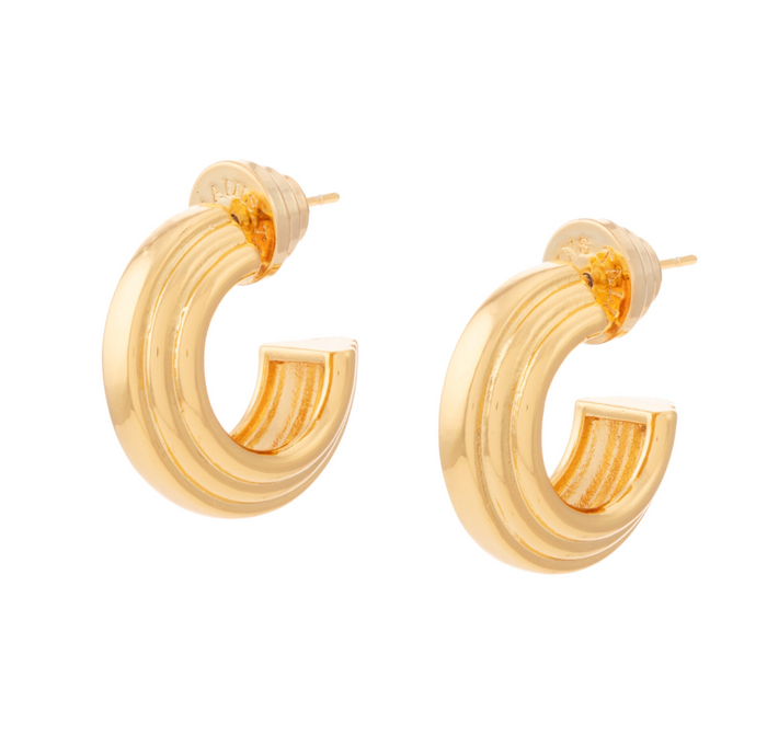 TALIS CHAINS FLAT RIDGE HOOP EARRINGS