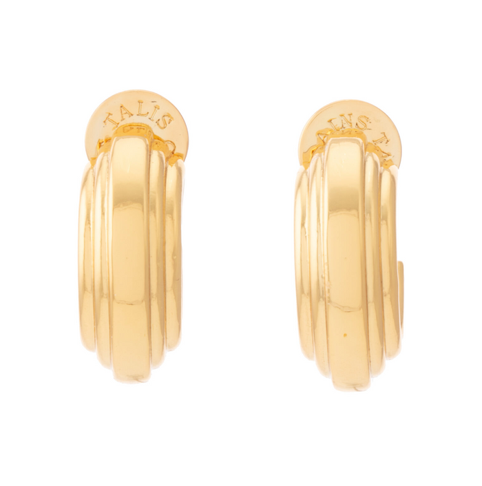 TALIS CHAINS FLAT RIDGE HOOP EARRINGS