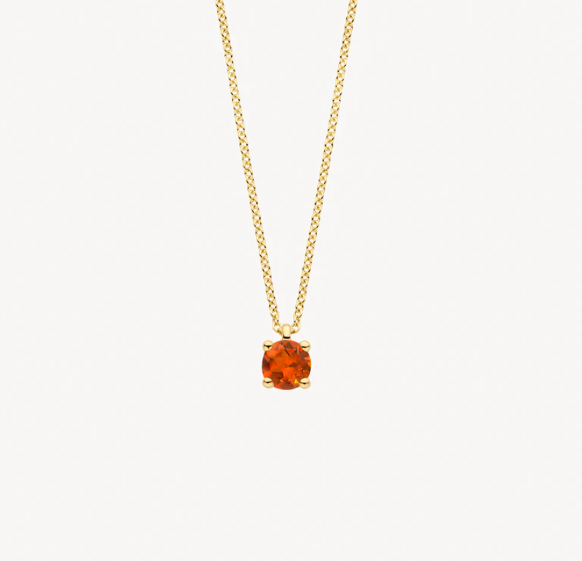 14k Yellow Gold Birthstone Necklace with Citrine - November