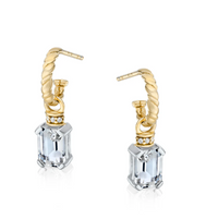 V BY LAURA VANN EMERALD CUT CHARMS ON TWISTED HOOP EARRINGS