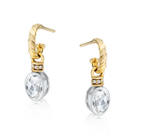 V BY LAURA VANN OVAL CUT CHARMS ON TWISTED HOOP EARRINGS