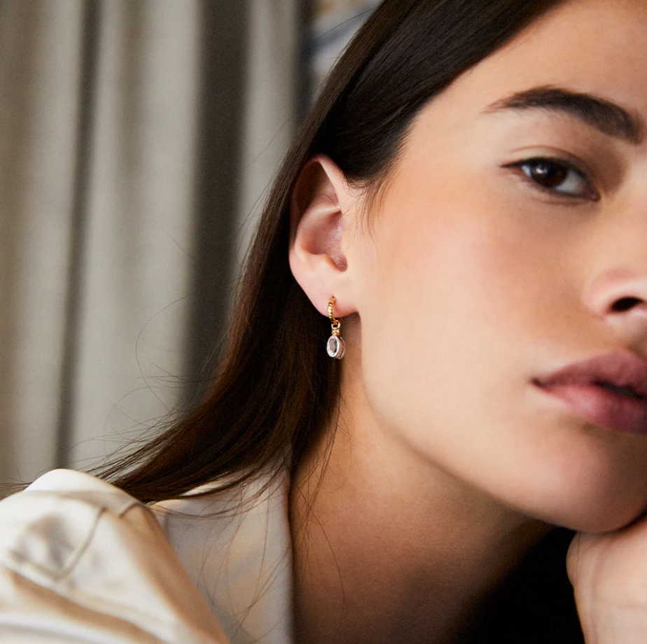 V BY LAURA VANN OVAL CUT CHARMS ON TWISTED HOOP EARRINGS