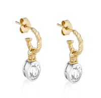 V BY LAURA VANN OVAL CUT CHARMS ON TWISTED HOOP EARRINGS