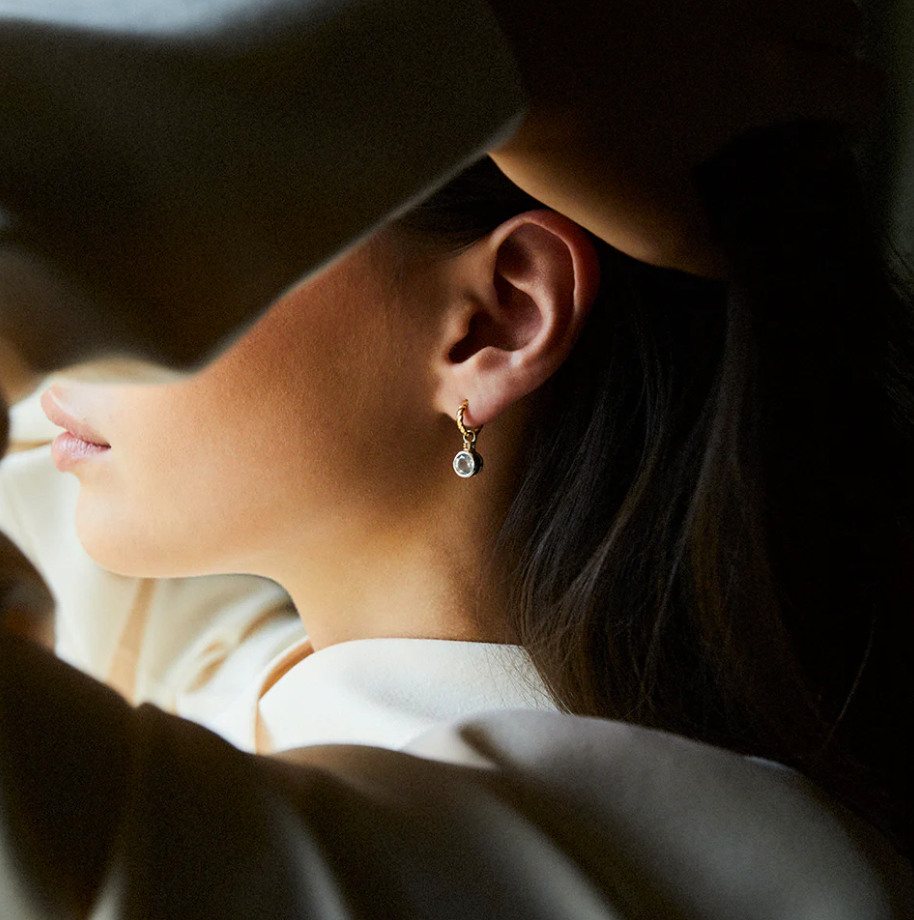 V BY LAURA VANN BRILLIANT CUT CHARMS ON TWISTED HOOP EARRINGS