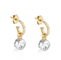 V BY LAURA VANN BRILLIANT CUT CHARMS ON TWISTED HOOP EARRINGS